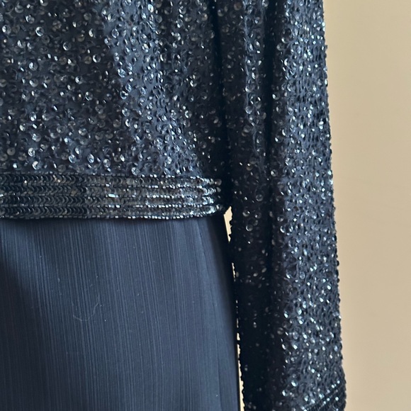 Niteline Della Roufogali Black Elegant Formal Beaded Sequence Hooks Closure SZ L - Picture 8 of 16